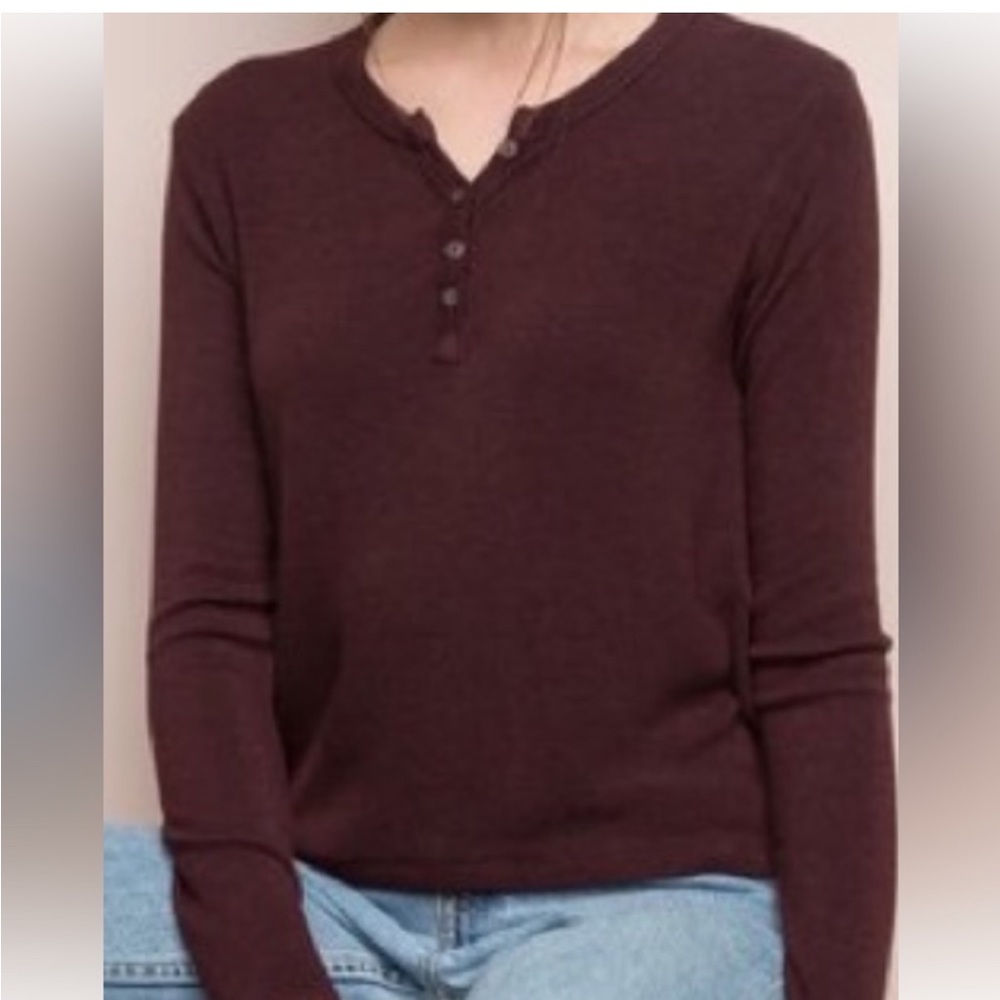 Brandy Melville maroon long sleeve Callen Henley - Picture 10 of 15